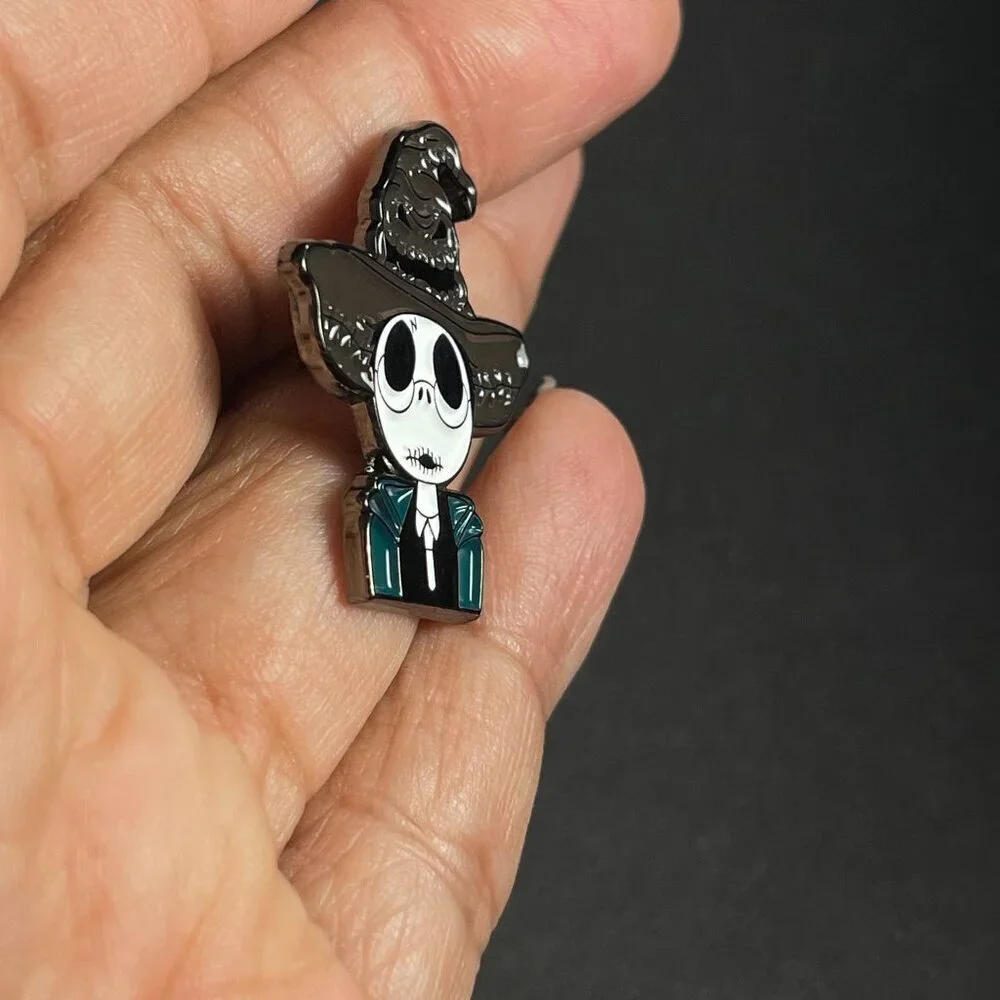 Jack Farmer Hat Lapel Pin Skeleton American Gothic Badge Brooch Accessories Pin